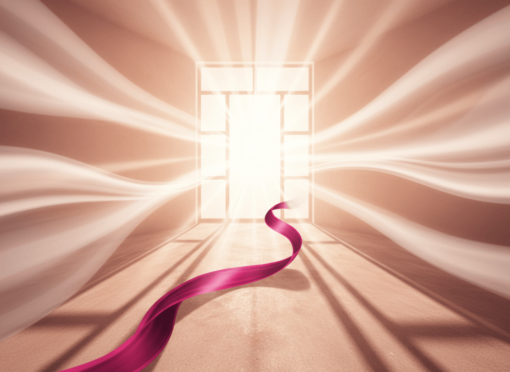 Soft light and an open path, evoking transition and new beginnings